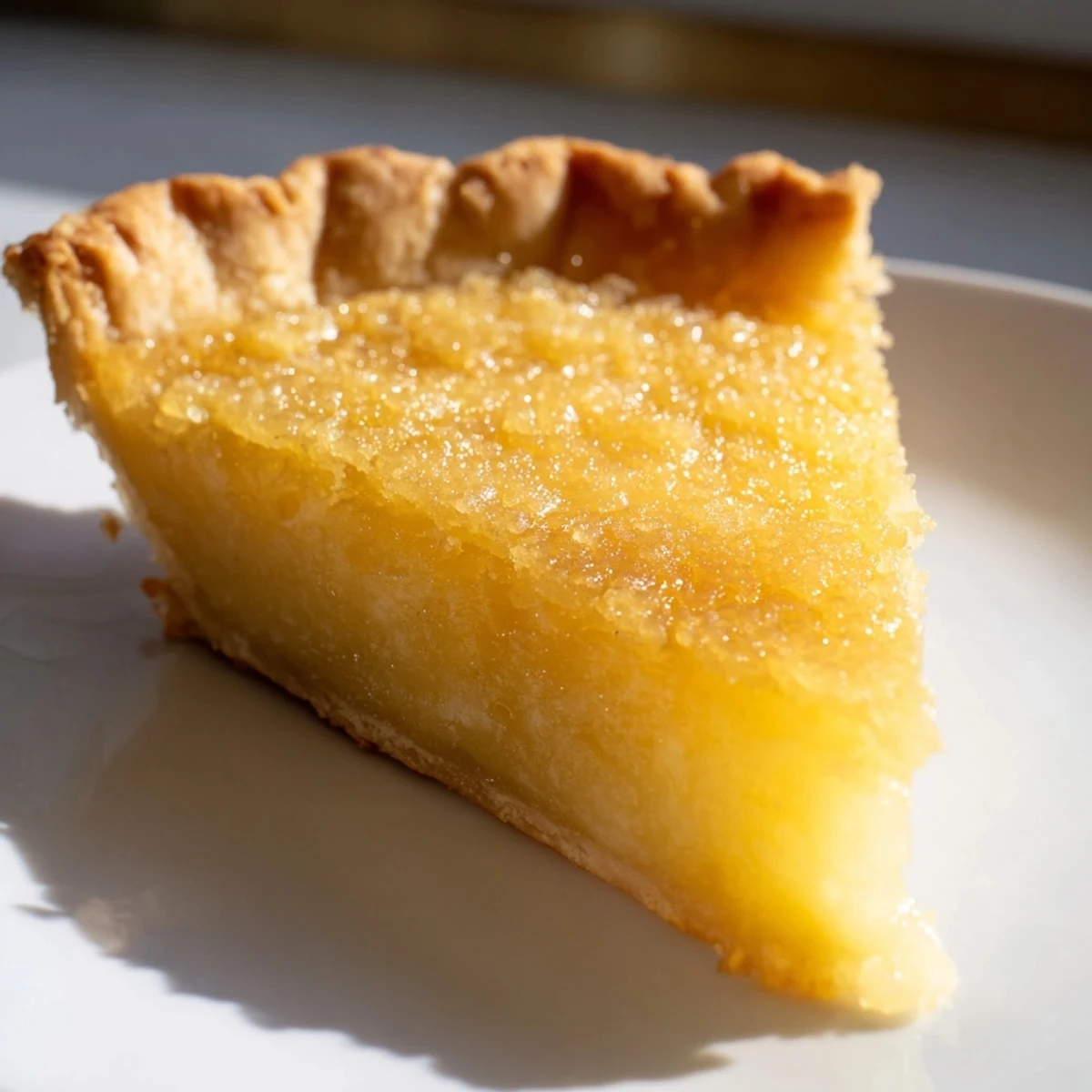 Golden Chess Pie, baked to perfection, offers a sweet, buttery aroma and rich custard texture.
