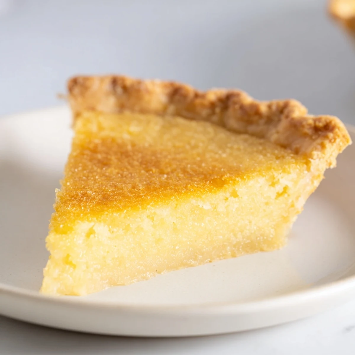 This Chess Pie, fresh from the oven, shows off a beautifully caramelized top and vanilla-kissed creamy center.