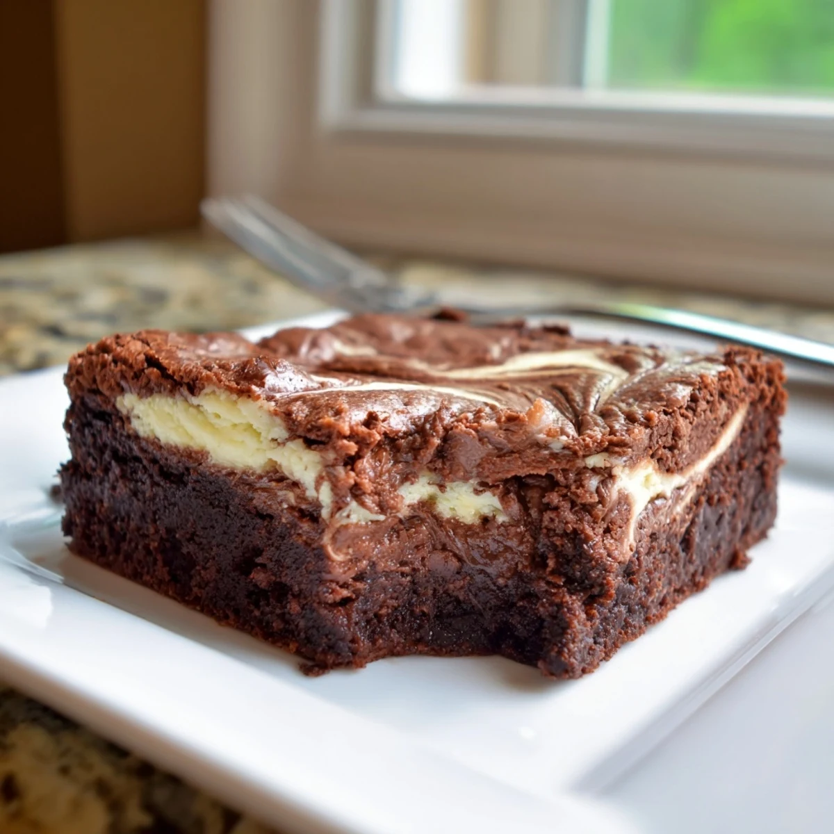 Warm, freshly baked Cheesecake Brownies: a delicious combination of fudgy brownie and tangy cheesecake.