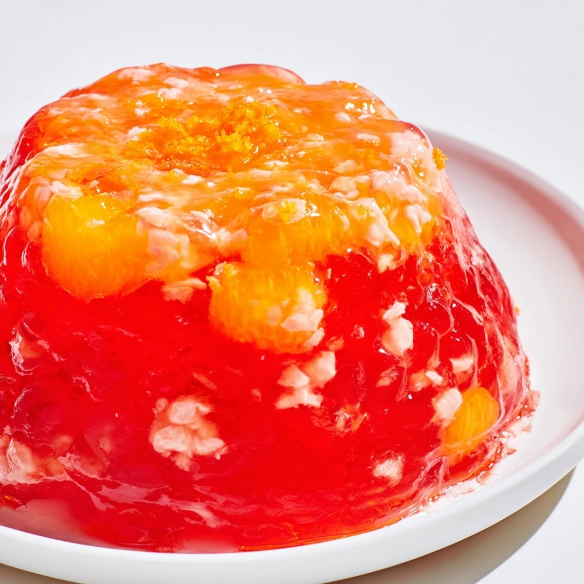 Vibrant Jell-O Salad, studded with orange segments and carrots, a classic dessert for any occasion.