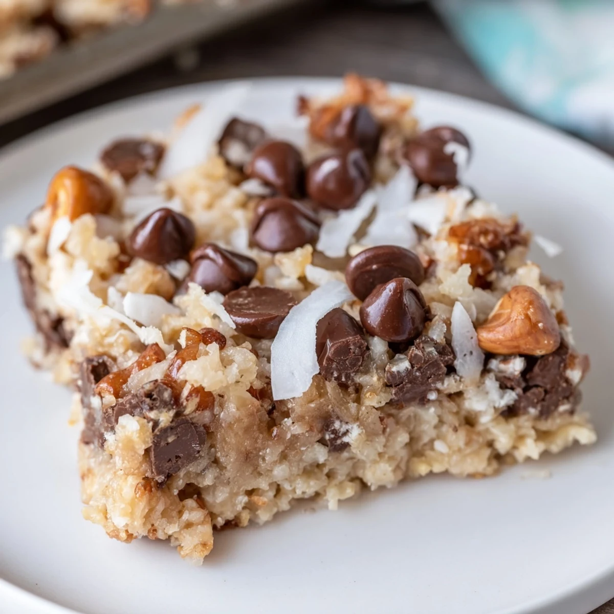 Golden-brown Magic Cookie Bars fresh from the oven, offering a delightful mix of textures.