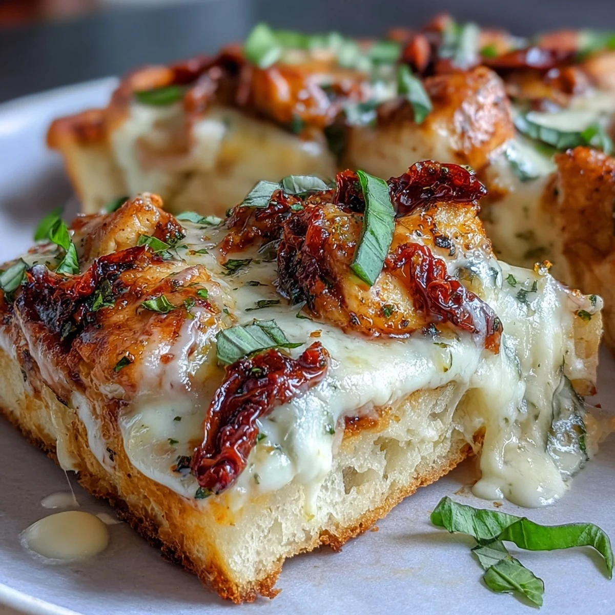 Slice of Marry Me Chicken Pizza on a plate with a glass of white wine, ready for dinner.