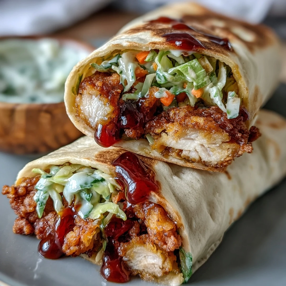 Freshly fried turkey strips wrapped in a warm tortilla with crunchy slaw and drizzled spicy Korean gochujang sauce.