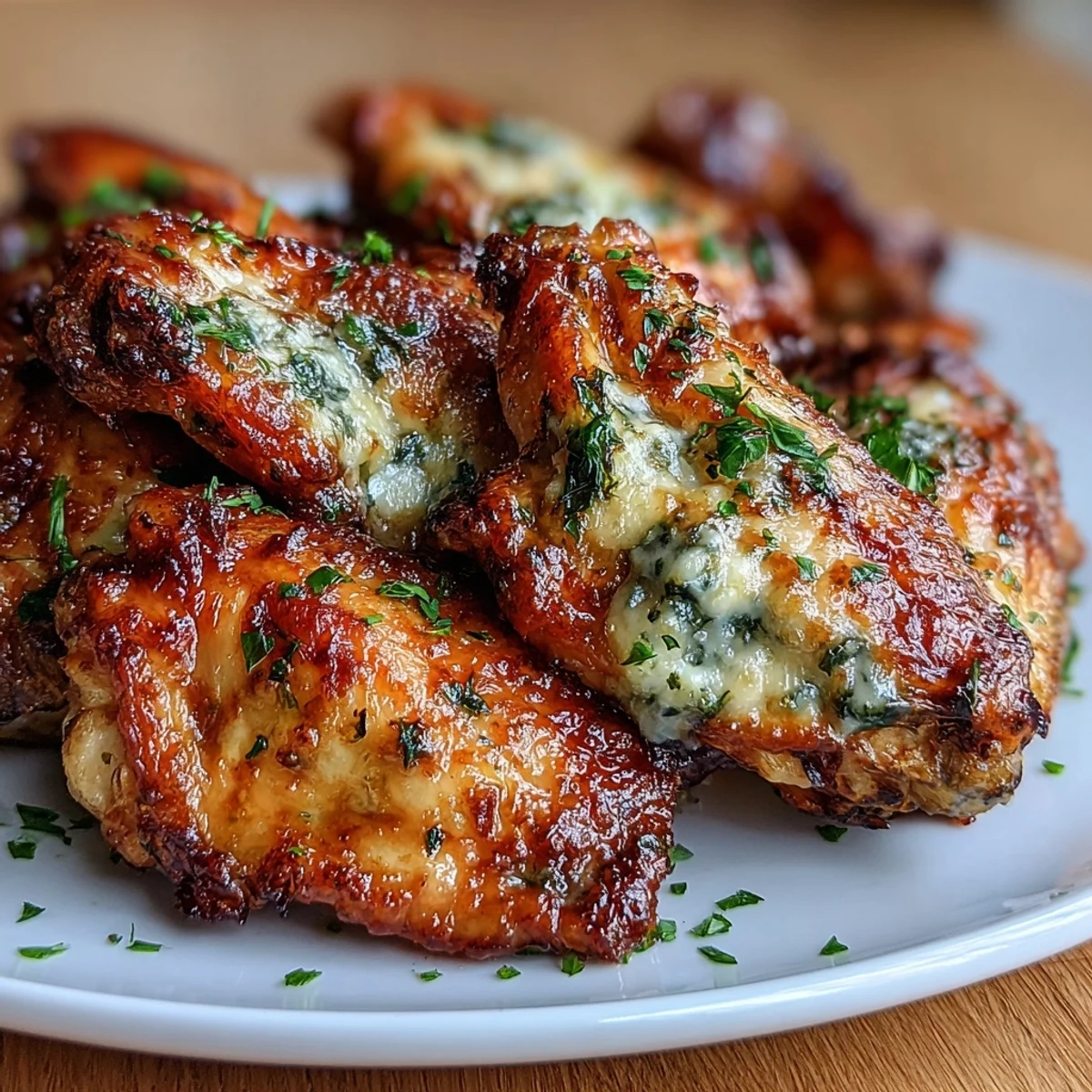 Crispy, golden keto garlic parmesan roasted wings served with fresh celery sticks and creamy ranch dressing for a satisfying low-carb appetizer.  