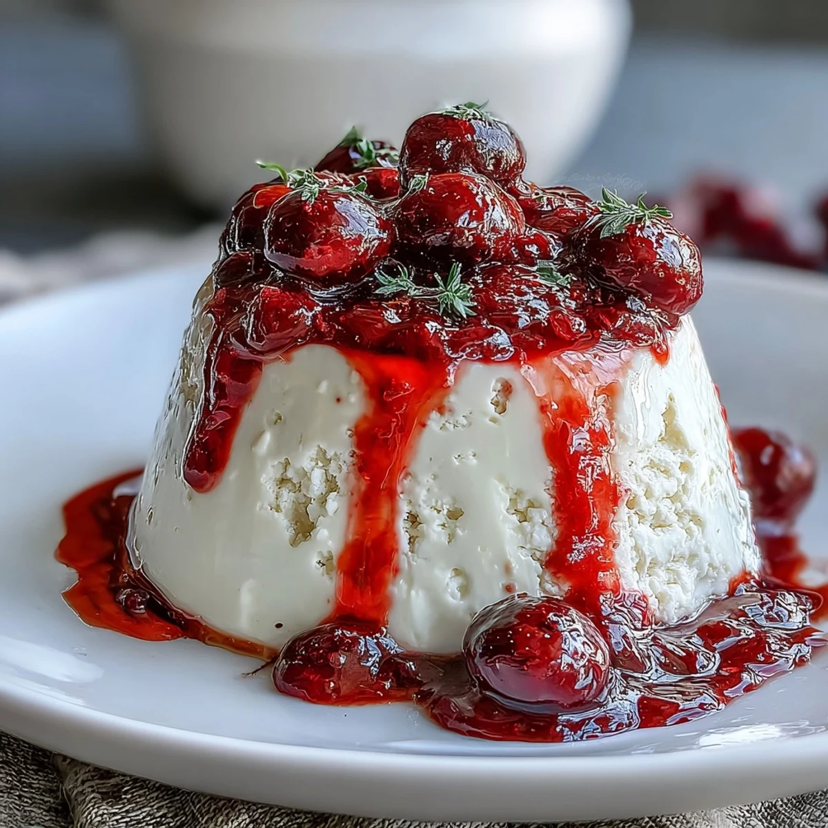 Delicate panna cotta flavored with cardamom, chilled to perfection and garnished with a rich, tangy berry compote.