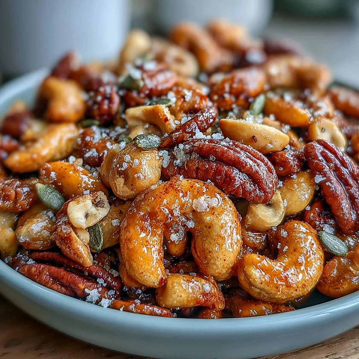 Crispy salted honey and peanut snack mix with roasted nuts, seeds, and warm spices baked to golden perfection.  