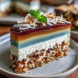 Silky, layered Rainbow Jelly Cake ready to be sliced and enjoyed.