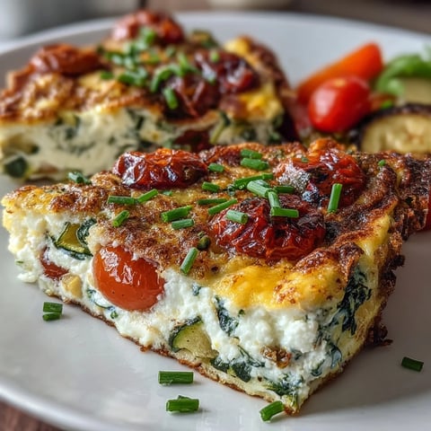 Golden-brown sheet pan eggs with cottage cheese and mixed veggies, served warm in easy square slices for a healthy protein-packed breakfast.