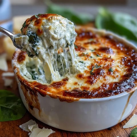 Fresh spinach and chopped artichoke hearts blend with melted mozzarella and Parmesan in this baked appetizer.
