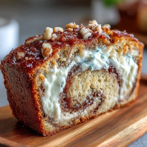 Thick slices of Cream Cheese Cinnamon Swirl Protein Loaf are plated beside a steaming mug of coffee for breakfast.
