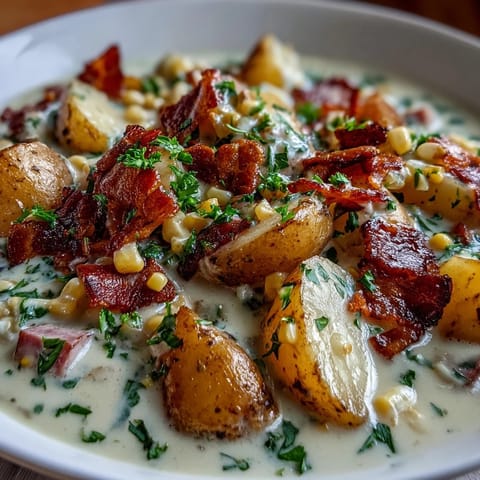 Warm bowl of Light Ham and Potato Chowder featuring crisp celery, lean ham, and golden potatoes, perfect for a comforting meal.