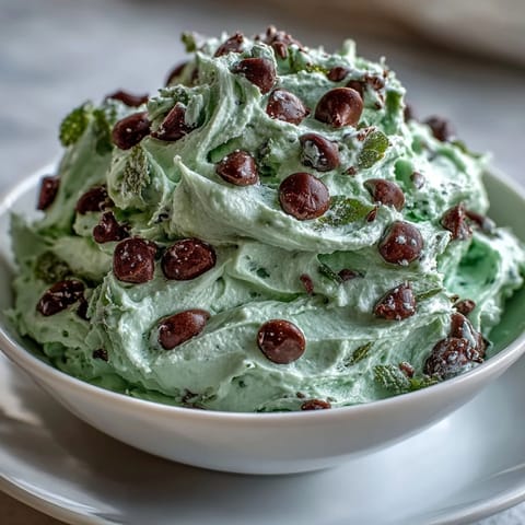 Festive St. Patricks Day Mint Chocolate Chip Dip with creamy swirls of green and chocolate chips, served with graham crackers.  