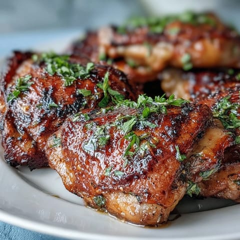 Honey Garlic Baked Chicken Thighs with a glossy honey garlic glaze, golden and caramelized for a comforting family meal.