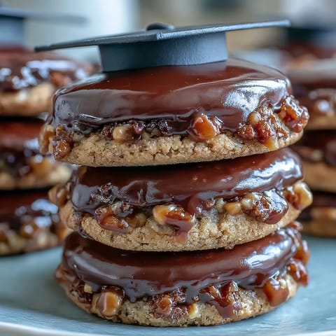 Festive graduation cap cookies decorated with smooth black royal icing and yellow candy tassels, perfect for celebrating academic achievements.