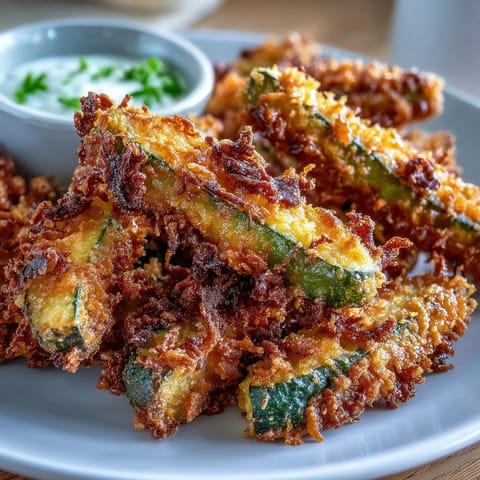 Crispy pickle fries in the air fryer, golden hot with creamy spicy mayo.