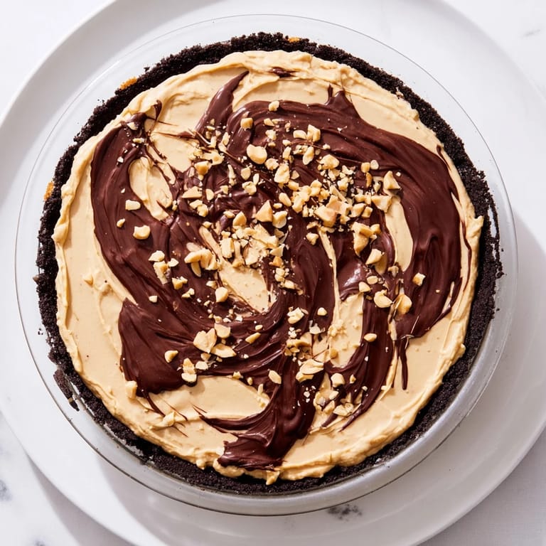 Delicious Peanut Butter Pie with optional chocolate topping, perfect served cold for a decadent treat.