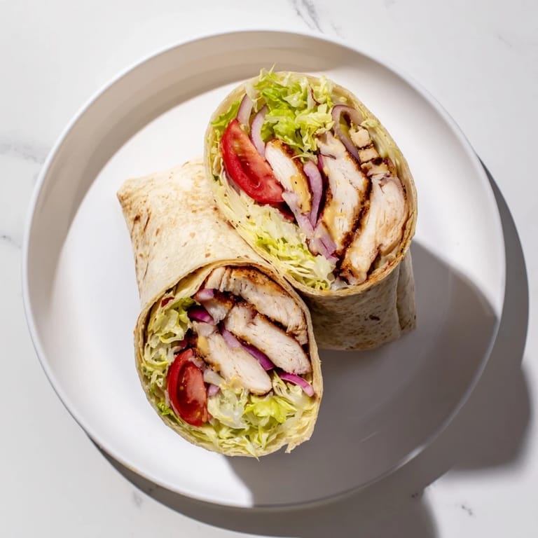 Plated Honey Mustard Chicken Wraps with a side of chips, featuring vibrant lettuce and tomato filling perfect for a quick weeknight meal.