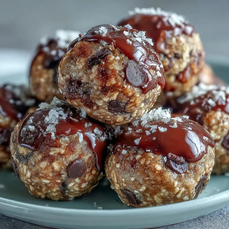 Homemade Banana Chocolate Chip Energy Balls arranged in a clear glass jar, with a small bowl of chocolate chips and oat flakes nearby, suggesting a fresh, wholesome snack ready to grab and go.