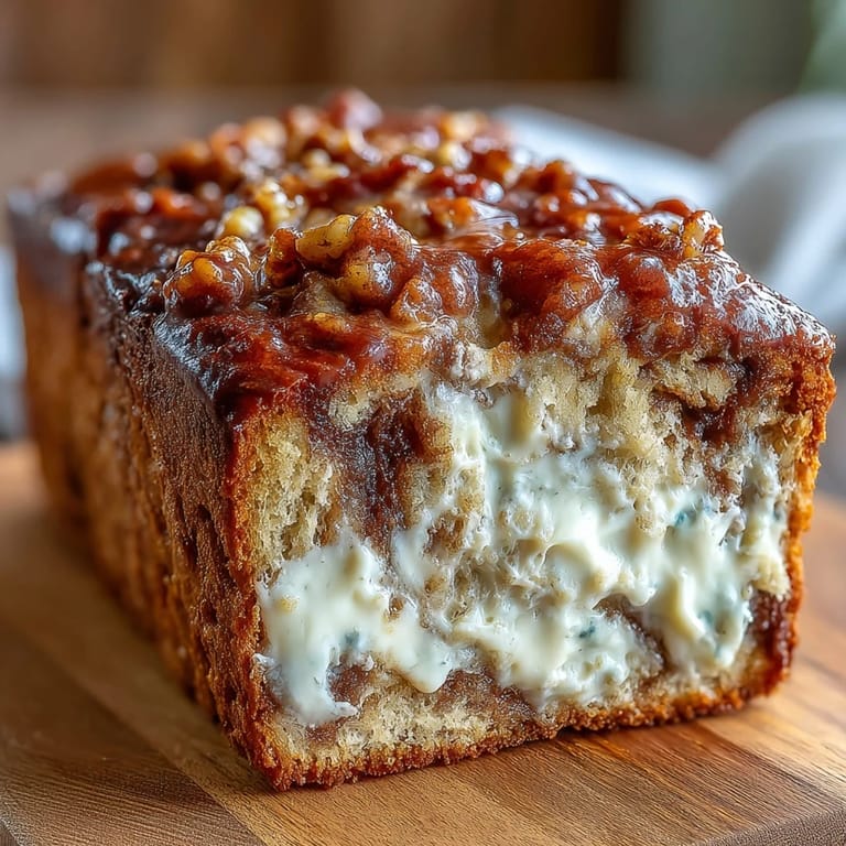 Topped with a dollop of Greek yogurt and fresh banana slices, this Cream Cheese Cinnamon Swirl Protein Loaf makes a nutritious snack.