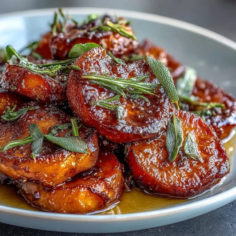 Warm candied yams drizzled with nutty brown butter and fragrant sage, an ideal Thanksgiving side dish.