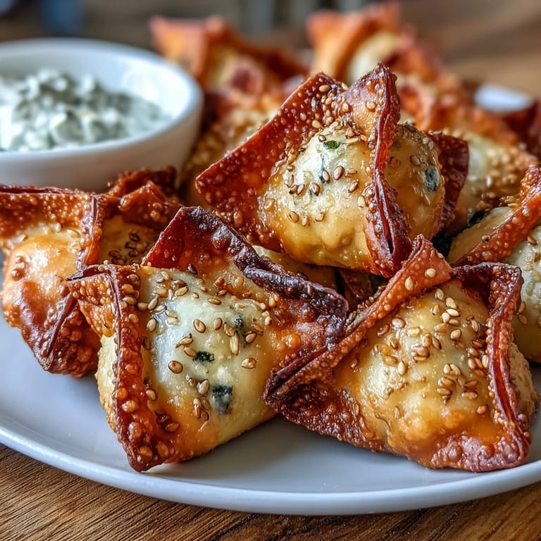 Delicious vegetarian wontons with a smooth cheese center, air-fried until delightfully crisp and golden.