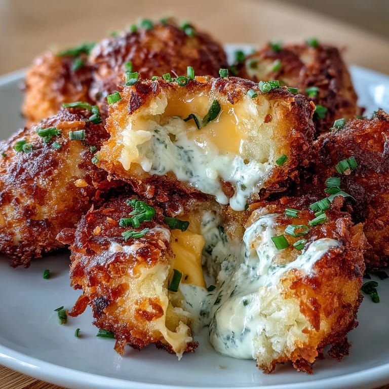 Cheesy potato croquettes inspired by funeral potatoes, coated in crunchy cornflakes and air-fried until crispy and delicious.  