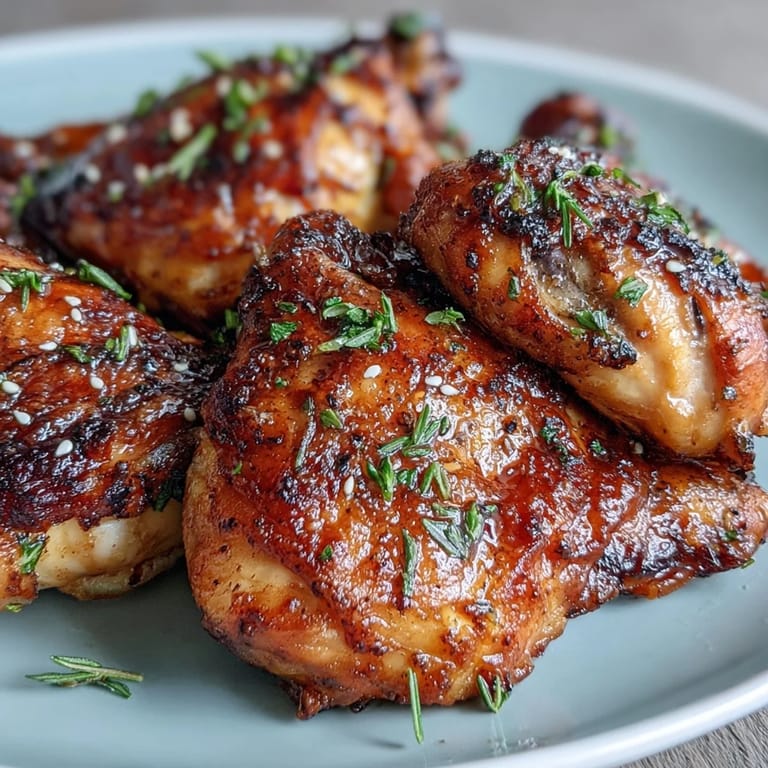 Juicy baked chicken thighs coated in a sweet and savory honey garlic sauce, served hot with a sprinkle of fresh parsley.