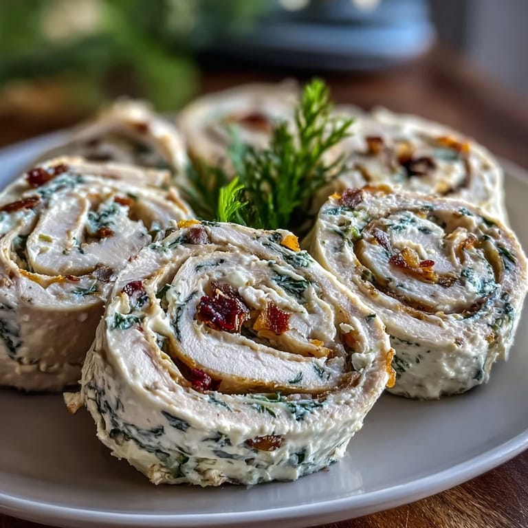 Delightful turkey and cheese tortilla pinwheels with fresh spinach, ideal for quick, no-cook party bites or on-the-go meals.
