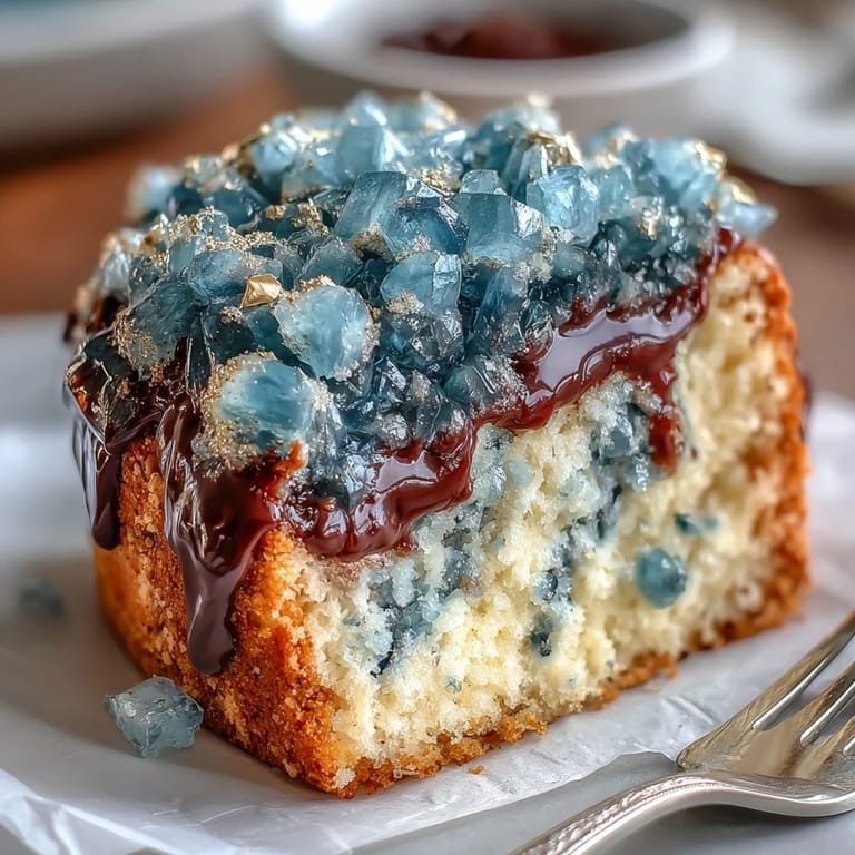 Teal and gold geode graduation cake featuring shimmering sugar crystals and edible gold leaf, ideal for festive dessert tables.