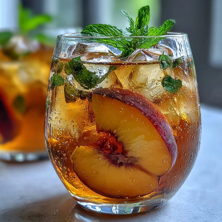 Refreshing Starbucks copycat iced peach green tea lemonade, perfect summer refreshment.