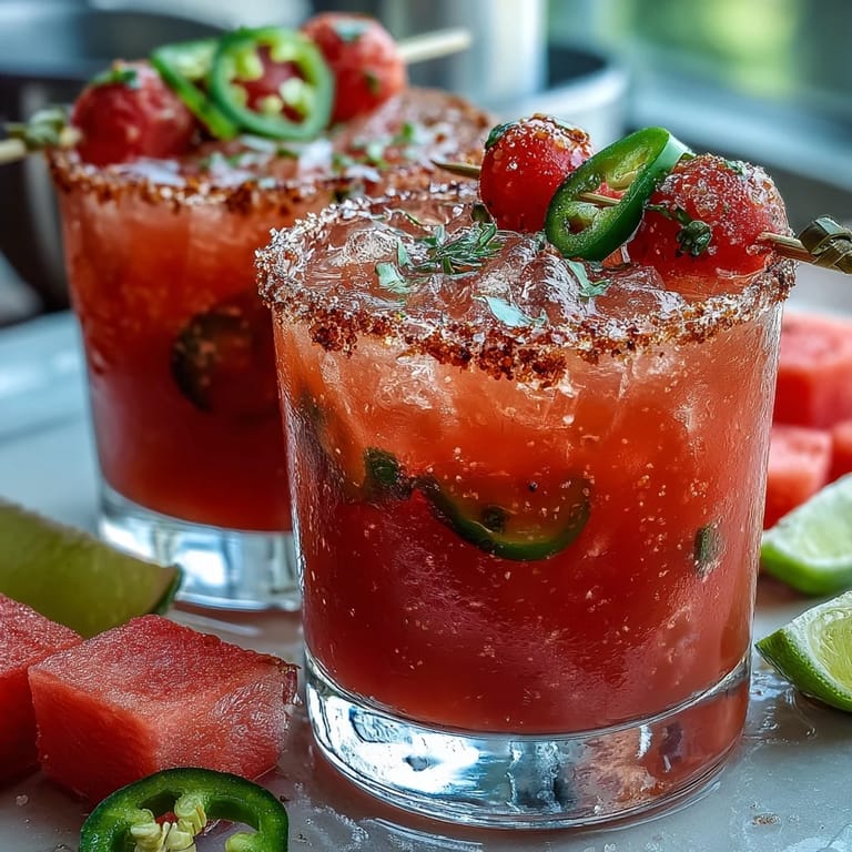 Enjoy this zesty watermelon jalapeño margarita mocktail, a delicious alcohol-free fiesta!