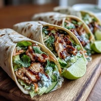 Freshly grilled Sweet Chili Chicken strips, sliced thin and layered with crisp shredded lettuce, carrots, and diced cucumbers inside a warm flour tortilla. 