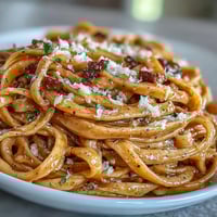 Truffle-infused egg pasta with butter and Parmesan, showcasing golden strands glistening with truffle oil and freshly grated cheese.